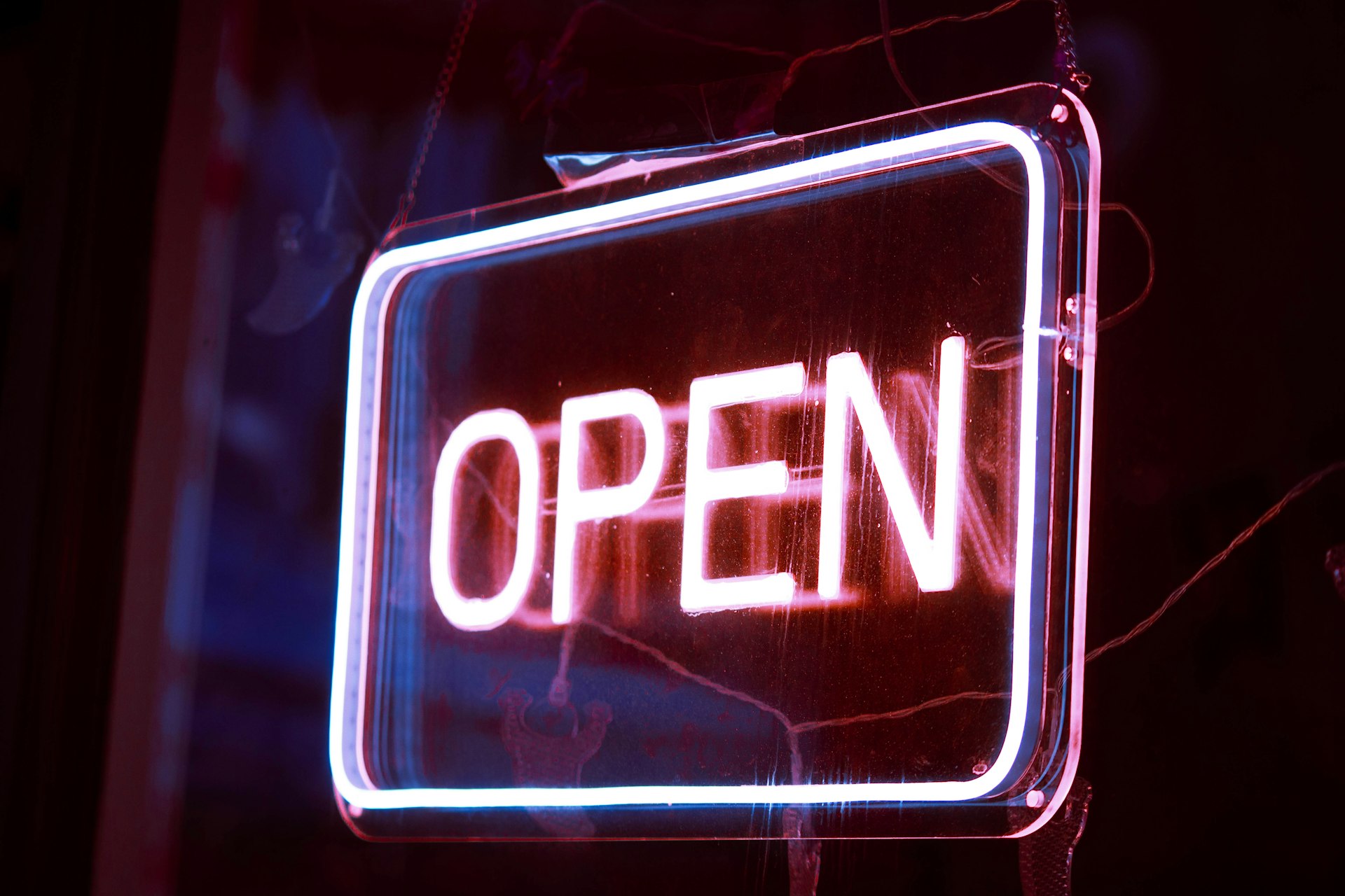 a neon sign with a word